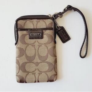 Coach Tan and Brown Wristlet